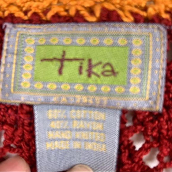 TIKA Red Crocheted Button Up Cardigan - Picture 3 of 7